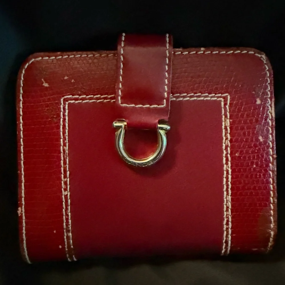 Lancel 90S Leather Distressed Wallet Vintage - Picture 4 of 16